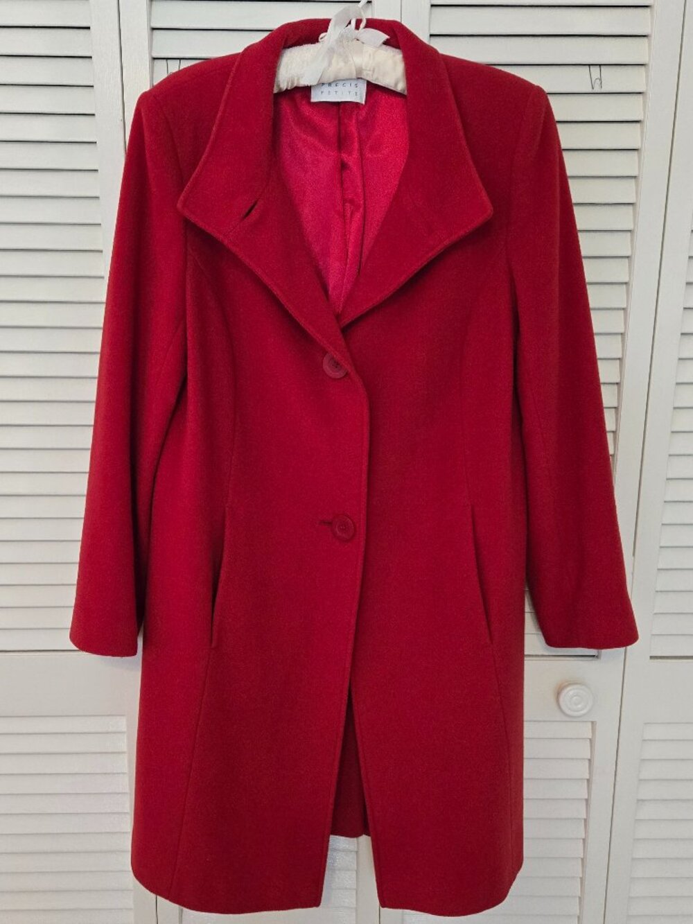 Red Wool Cashmere Blend Long Coat - Petite Size 10UK - 6US
